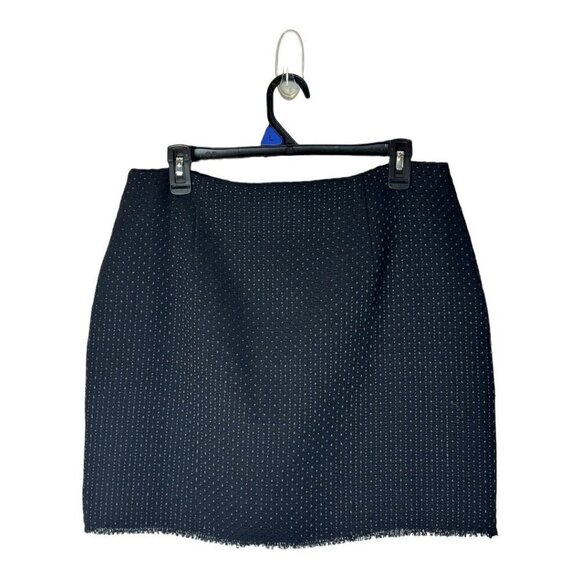 L Academie Skirt Women Large Black Tweed Fringe Hem A Line The Marla Mini NWT - Picture 3 of 10